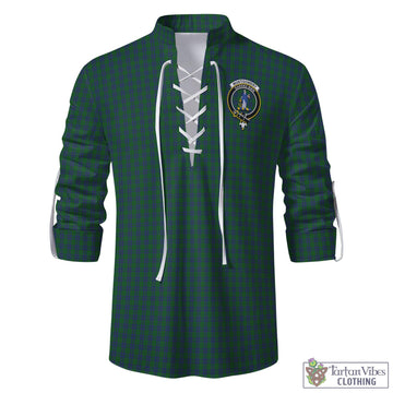 Montgomery Tartan Men's Scottish Traditional Jacobite Ghillie Kilt Shirt with Family Crest