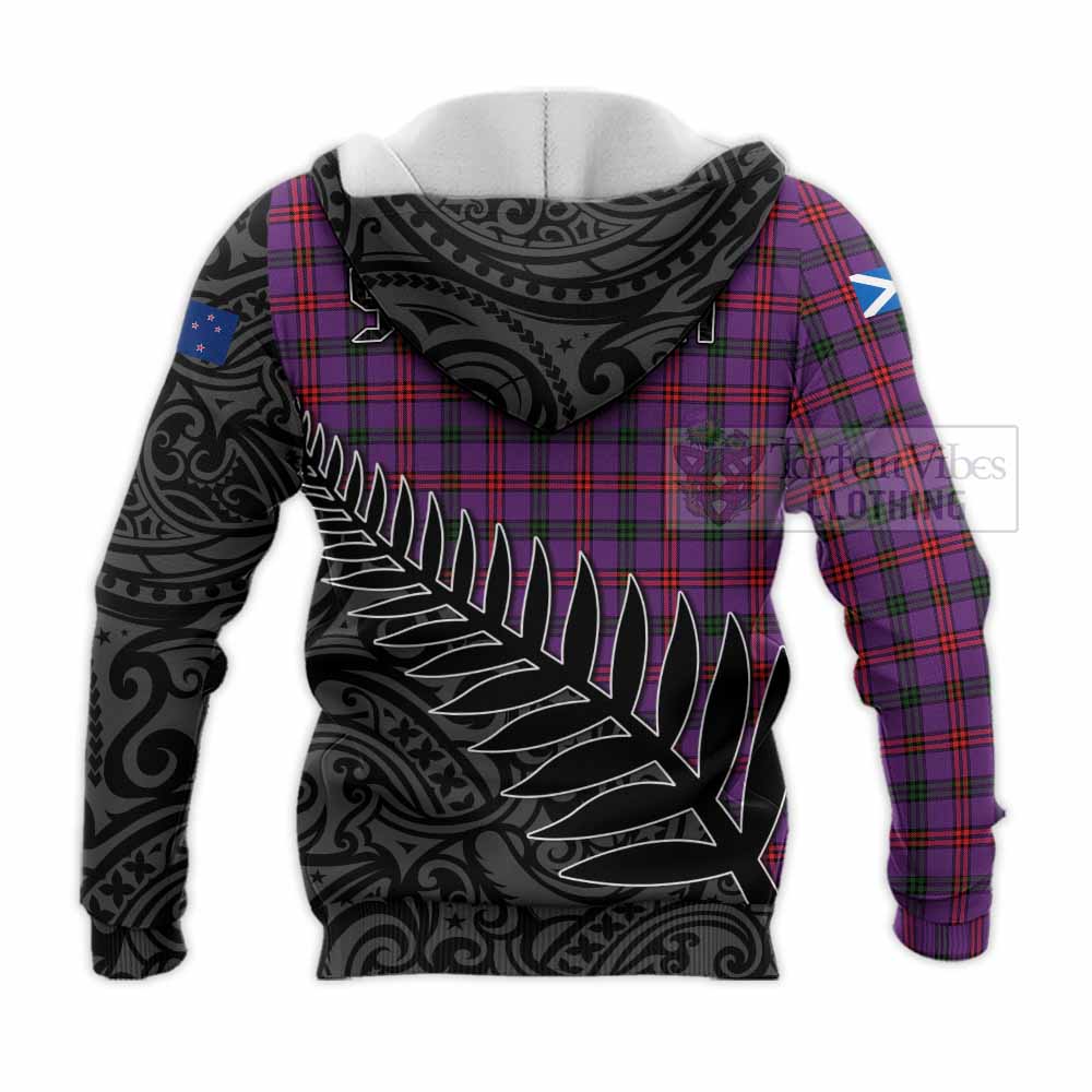 Tartan Vibes Clothing Montgomery Crest Tartan Knitted Hoodie with New Zealand Silver Fern Half Style