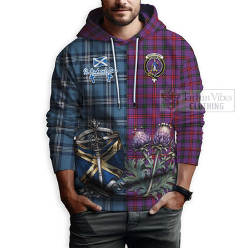 Montgomery Tartan Hoodie Happy St. Andrew's Day Half Tartan Style