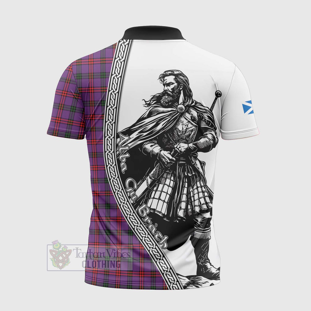 Tartan Vibes Clothing Montgomery Tartan Clan Crest Zipper Polo Shirt with Highlander Warrior Celtic Style