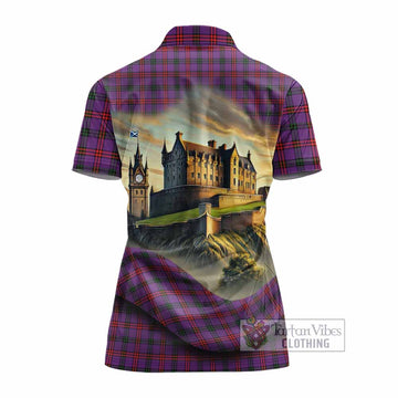 Montgomery Tartan Family Crest Women's Polo Shirt with Scottish Ancient Castle Style