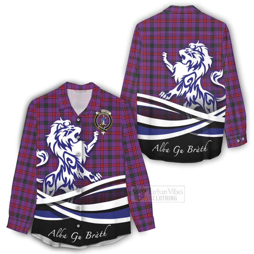 Tartan Vibes Clothing Montgomery Tartan Women's Casual Shirt with Alba Gu Brath Regal Lion Emblem