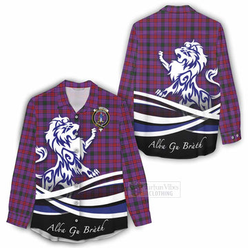 Montgomery Tartan Women's Casual Shirt with Alba Gu Brath Regal Lion Emblem