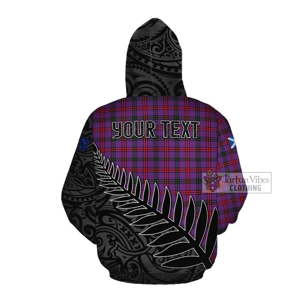 Tartan Vibes Clothing Montgomery Crest Tartan Cotton Hoodie with New Zealand Silver Fern Half Style