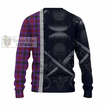 Montgomery Tartan Knitted Sweater with Family Crest Cross Sword Thistle Celtic Vibes