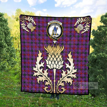 Montgomery Tartan Quilt with Family Crest and Golden Thistle Style