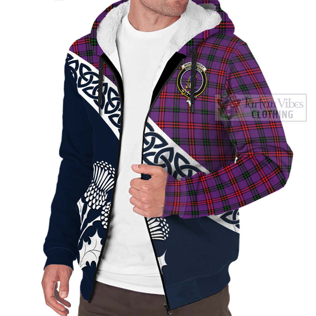 Tartan Vibes Clothing Montgomery Tartan Sherpa Hoodie Featuring Thistle and Scotland Map