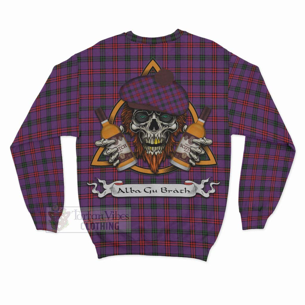 Tartan Vibes Clothing Montgomery Tartan Sweatshirt with Family Crest and Bearded Skull Holding Bottles of Whiskey