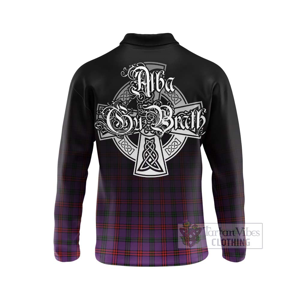 Tartan Vibes Clothing Montgomery Tartan Long Sleeve Polo Shirt Featuring Alba Gu Brath Family Crest Celtic Inspired