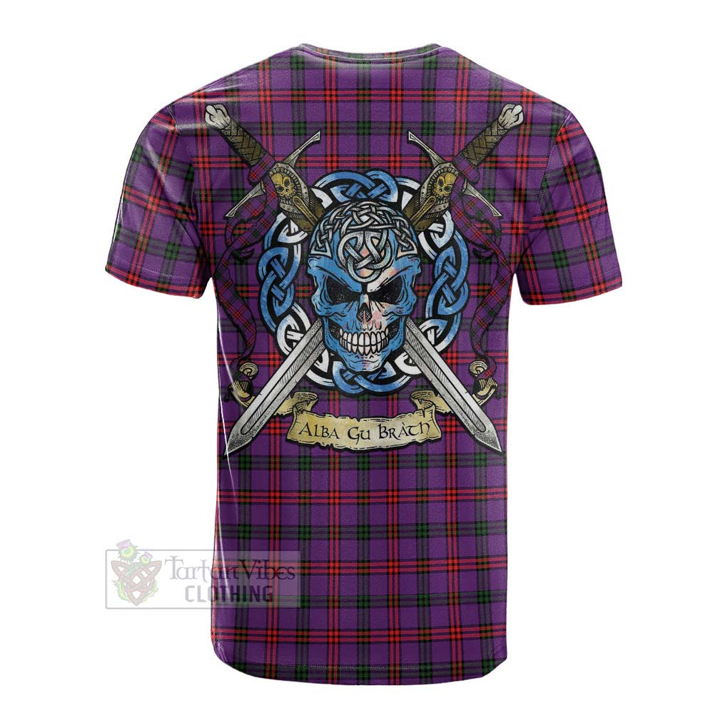 Tartan Vibes Clothing Montgomery Tartan Cotton T-shirt with Family Crest Celtic Skull Style