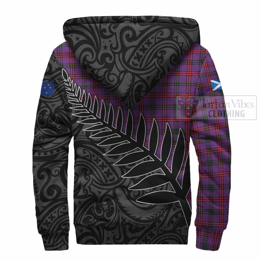 Tartan Vibes Clothing Montgomery Crest Tartan Sherpa Hoodie with New Zealand Silver Fern Half Style