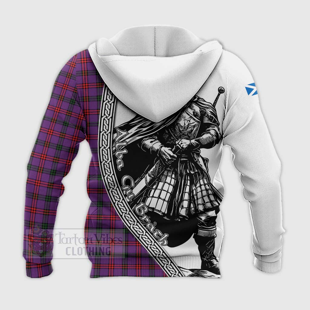 Tartan Vibes Clothing Montgomery Tartan Clan Crest Knitted Hoodie with Highlander Warrior Celtic Style