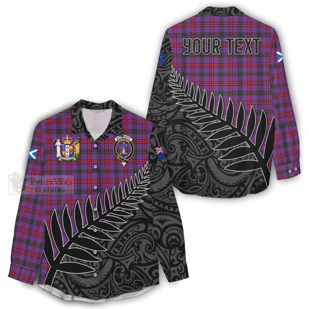 Tartan Vibes Clothing Montgomery Crest Tartan Women's Casual Shirt with New Zealand Silver Fern Half Style