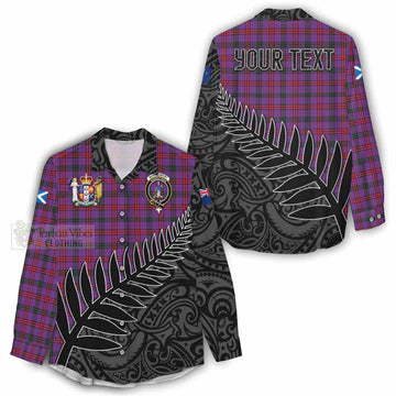 Montgomery Crest Tartan Women's Casual Shirt with New Zealand Silver Fern Half Style