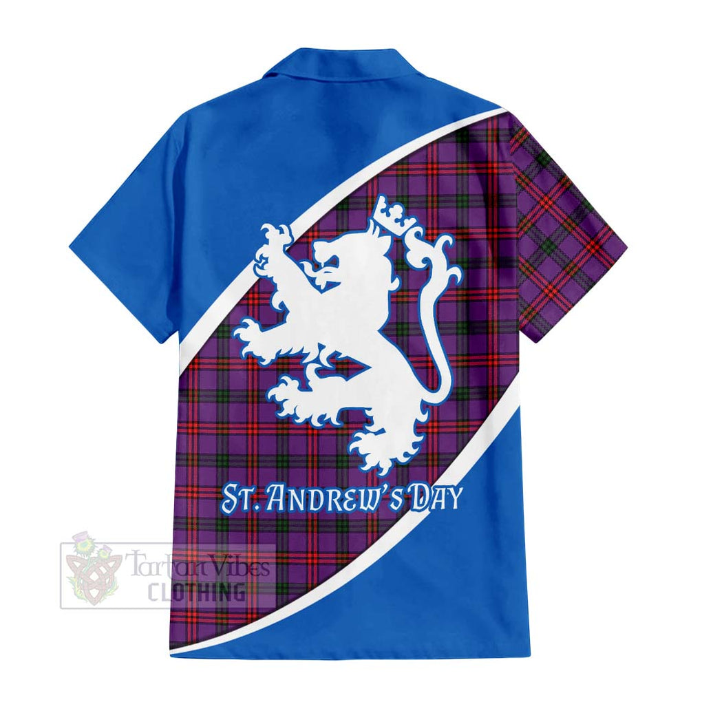 Tartan Vibes Clothing Montgomery Family Crest Tartan Short Sleeve Button Shirt Celebrate Saint Andrew's Day in Style