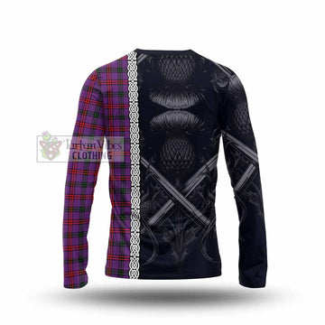 Montgomery Tartan Long Sleeve T-Shirt with Family Crest Cross Sword Thistle Celtic Vibes