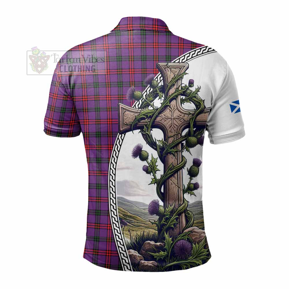 Tartan Vibes Clothing Montgomery Tartan Polo Shirt with Family Crest and St. Andrew's Cross Accented by Thistle Vines