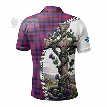 Montgomery Tartan Polo Shirt with Family Crest and St. Andrew's Cross Accented by Thistle Vines