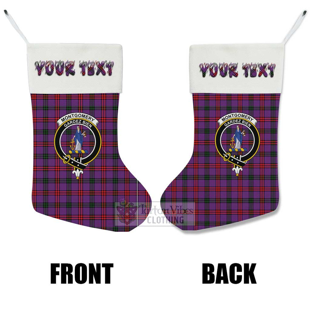 Tartan Vibes Clothing Montgomery Tartan Family Crest Christmas Stocking with Personalized Text