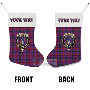 Montgomery Tartan Family Crest Christmas Stocking with Personalized Text