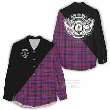 Montgomery Tartan Women's Casual Shirt with Family Crest and Military Logo Style