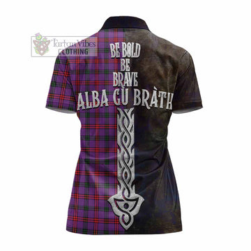 Montgomery Tartan Family Crest Women's Polo Shirt Alba Gu Brath Be Brave Lion Ancient Style