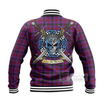 Montgomery Tartan Baseball Jacket with Family Crest Celtic Skull Style