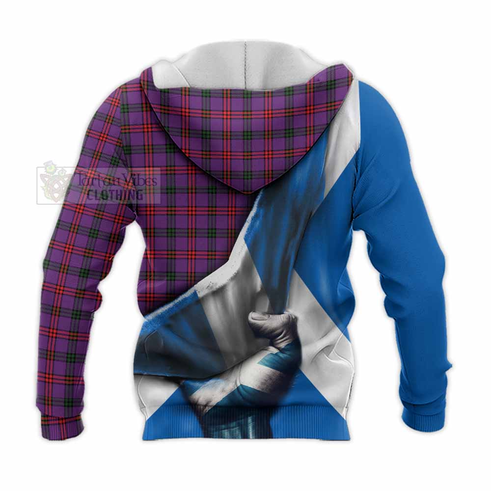 Tartan Vibes Clothing Montgomery Tartan Knitted Hoodie with Family Crest Scotland Patriotic Style