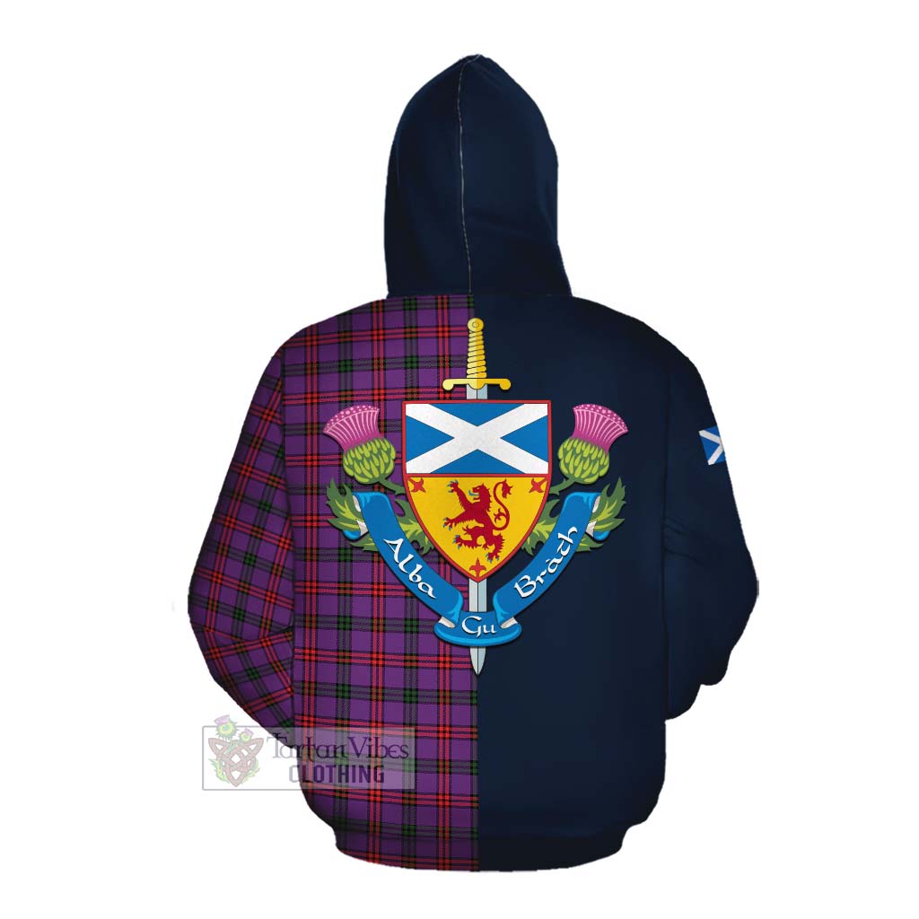 Tartan Vibes Clothing Montgomery Tartan Cotton Hoodie Alba with Scottish Lion Royal Arm Half Style