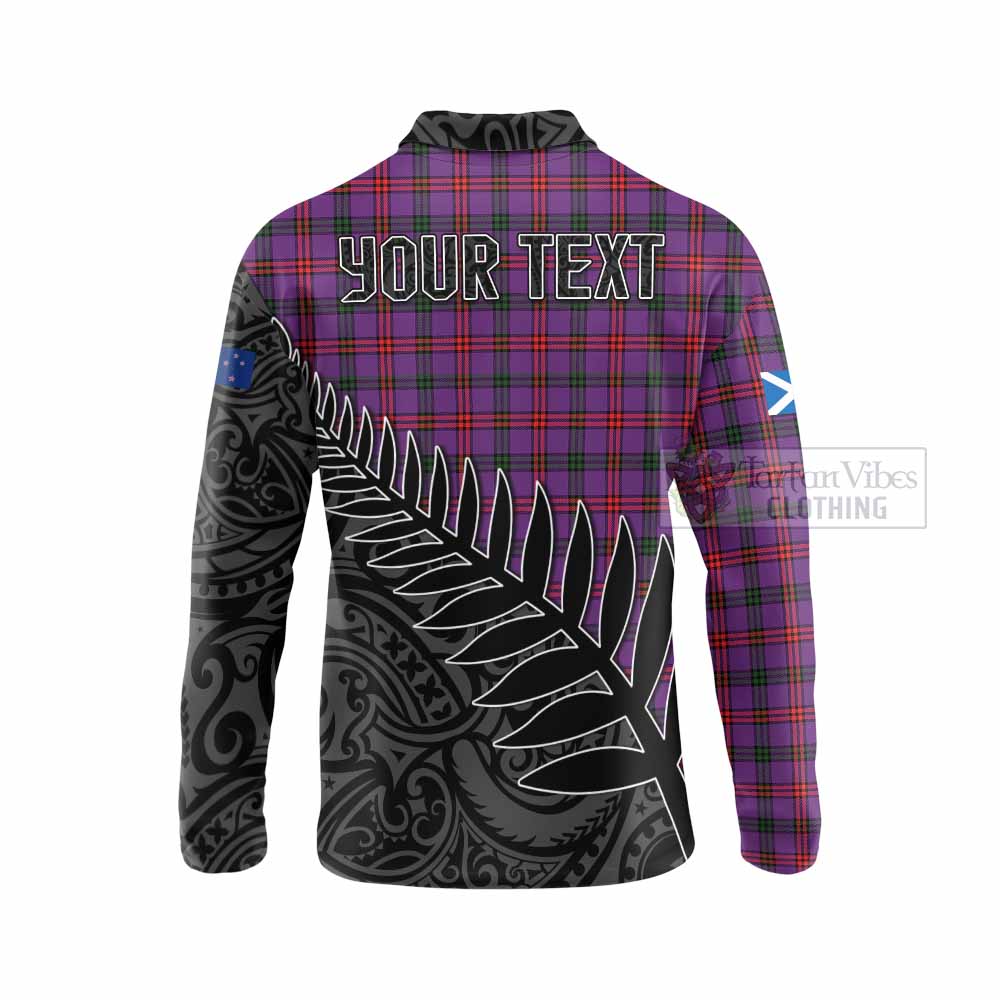 Tartan Vibes Clothing Montgomery Crest Tartan Long Sleeve Polo Shirt with New Zealand Silver Fern Half Style