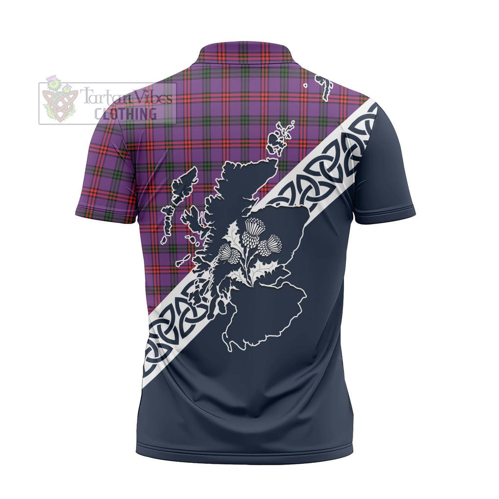 Tartan Vibes Clothing Montgomery Tartan Zipper Polo Shirt Featuring Thistle and Scotland Map