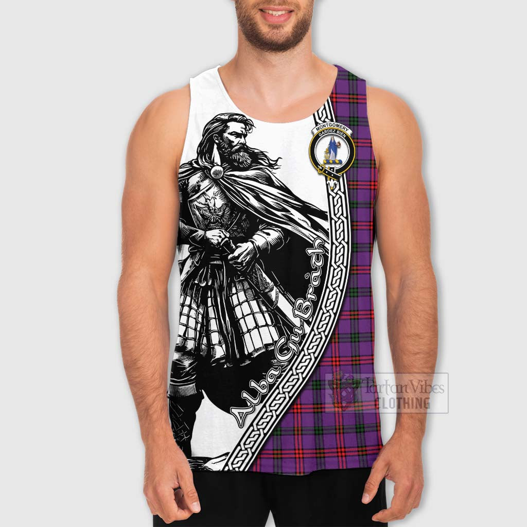 Tartan Vibes Clothing Montgomery Tartan Clan Crest Men's Tank Top with Highlander Warrior Celtic Style