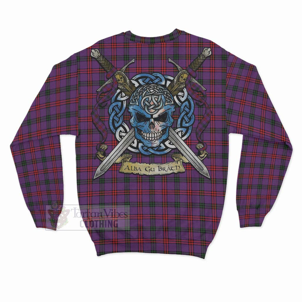 Tartan Vibes Clothing Montgomery Tartan Sweatshirt with Family Crest Celtic Skull Style