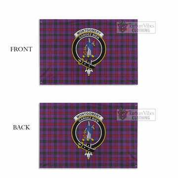 Montgomery Tartan House Flag with Family Crest