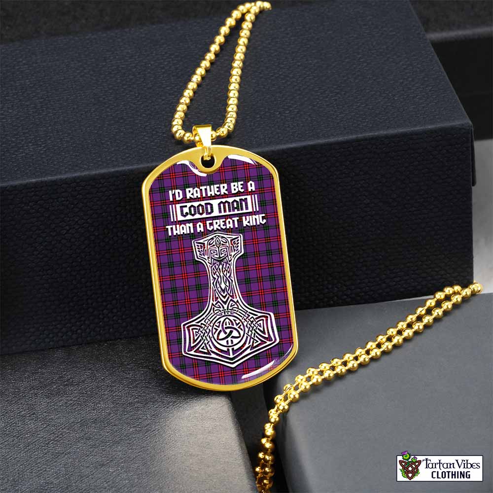 Tartan Vibes Clothing Montgomery Tartan Dog Tag Necklace Viking Mjolnir Style