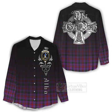 Montgomery Tartan Women's Casual Shirt Featuring Alba Gu Brath Family Crest Celtic Inspired