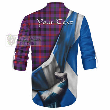 Montgomery Tartan Ghillie Kilt Shirt with Family Crest Scotland Patriotic Style