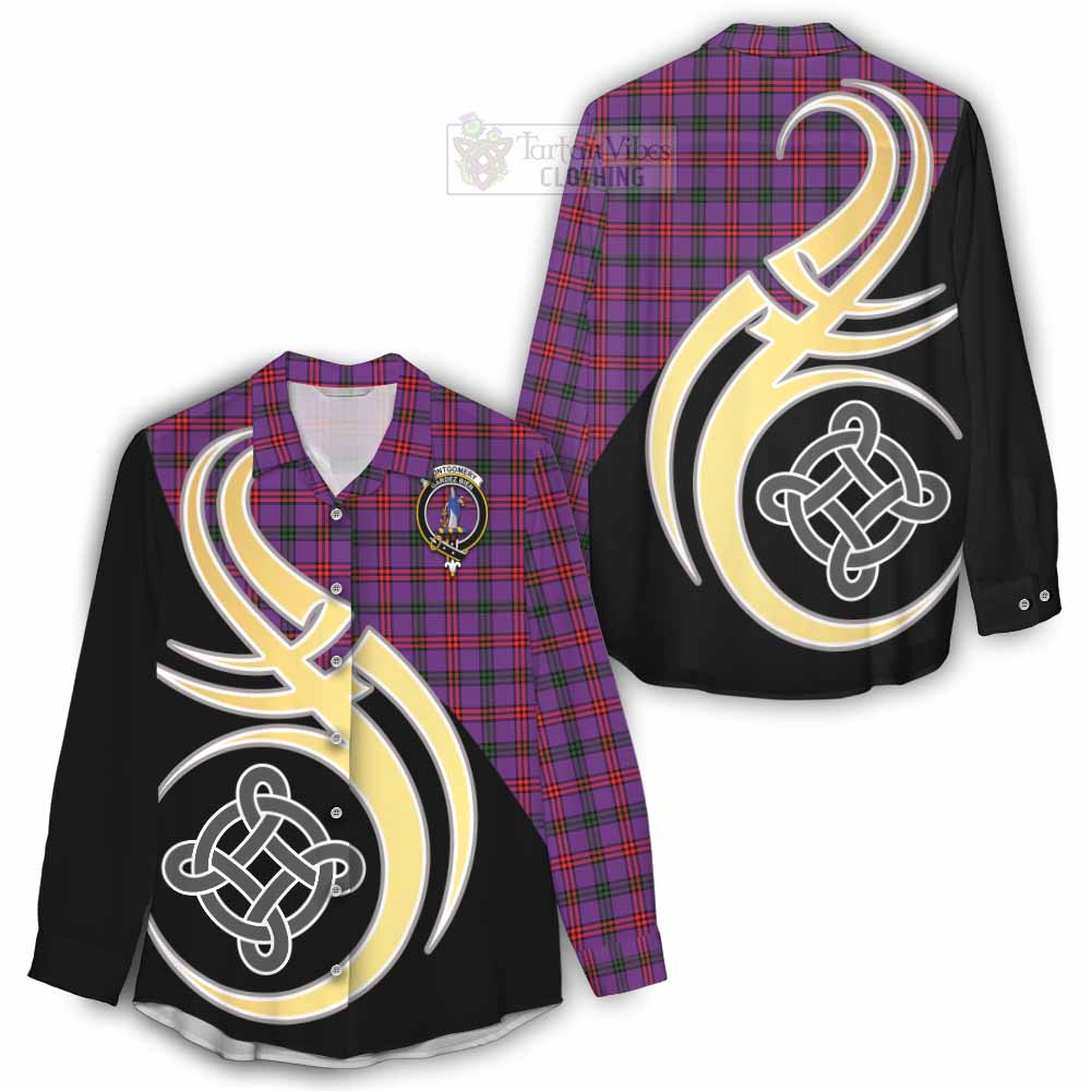 Tartan Vibes Clothing Montgomery Tartan Women's Casual Shirt with Family Crest and Celtic Symbol Style