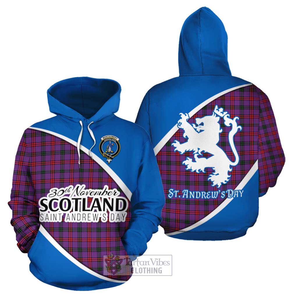 Tartan Vibes Clothing Montgomery Family Crest Tartan Cotton Hoodie Celebrate Saint Andrew's Day in Style