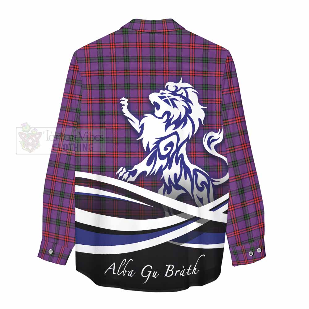 Tartan Vibes Clothing Montgomery Tartan Women's Casual Shirt with Alba Gu Brath Regal Lion Emblem