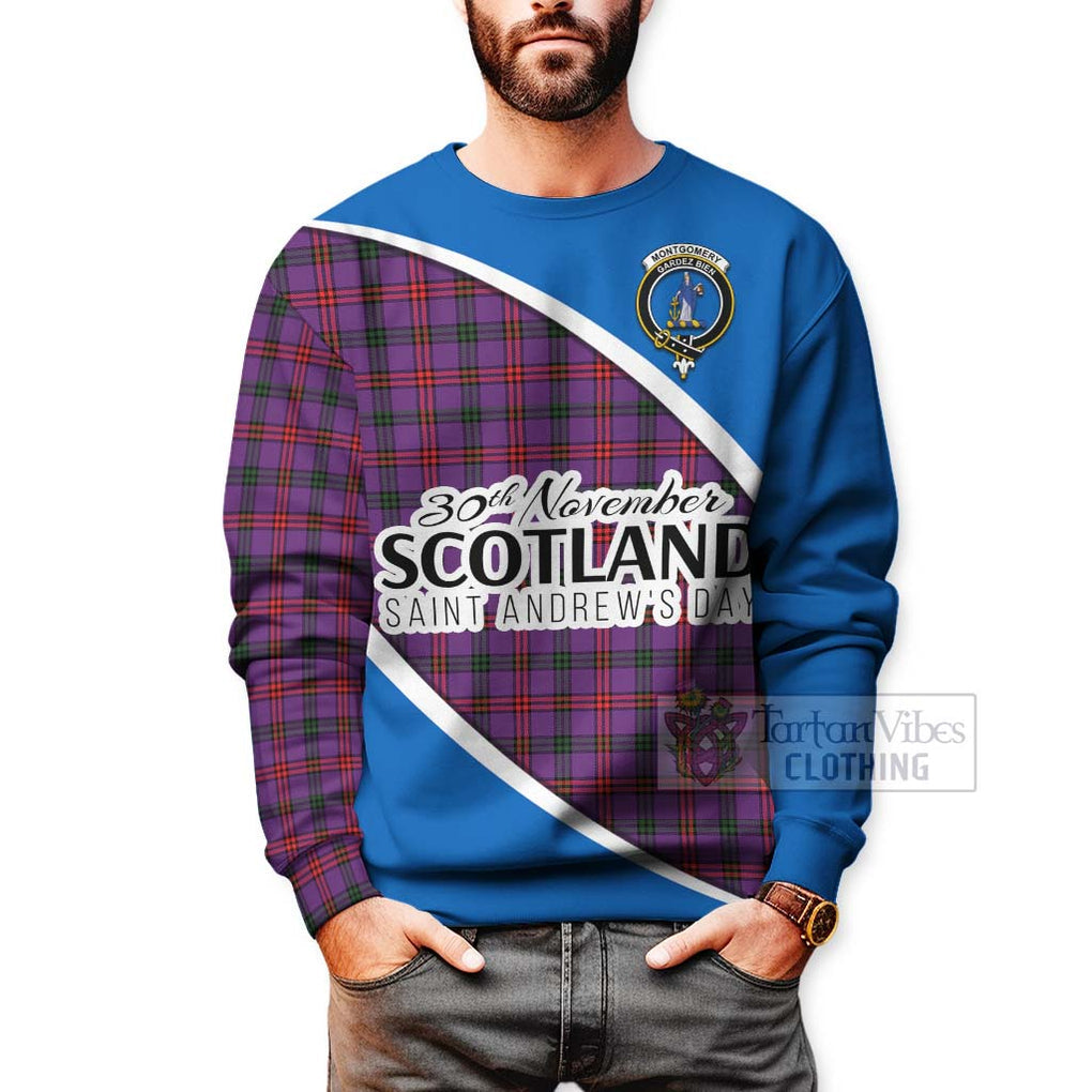 Tartan Vibes Clothing Montgomery Family Crest Tartan Sweatshirt Celebrate Saint Andrew's Day in Style