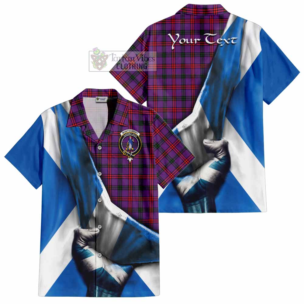 Tartan Vibes Clothing Montgomery Tartan Short Sleeve Button Shirt with Family Crest Scotland Patriotic Style