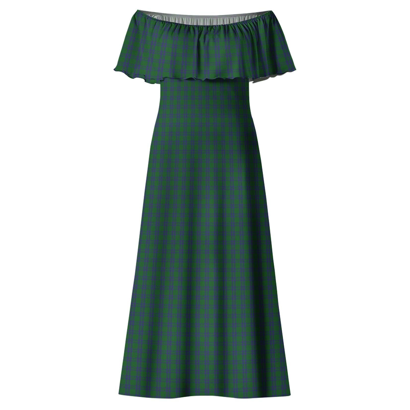 Montgomery Tartan Off Shoulder Long Dress - Tartanvibesclothing