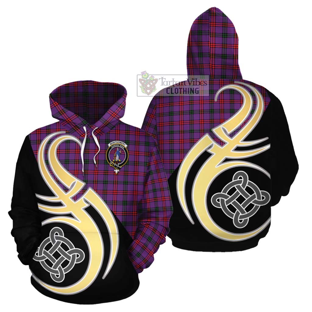 Tartan Vibes Clothing Montgomery Tartan Cotton Hoodie with Family Crest and Celtic Symbol Style