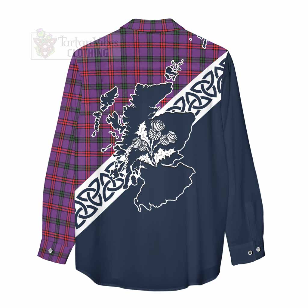 Tartan Vibes Clothing Montgomery Tartan Women's Casual Shirt Featuring Thistle and Scotland Map