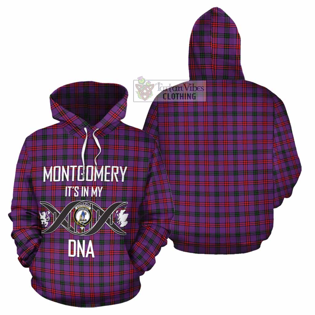 Tartan Vibes Clothing Montgomery Tartan Cotton Hoodie with Family Crest DNA In Me Style