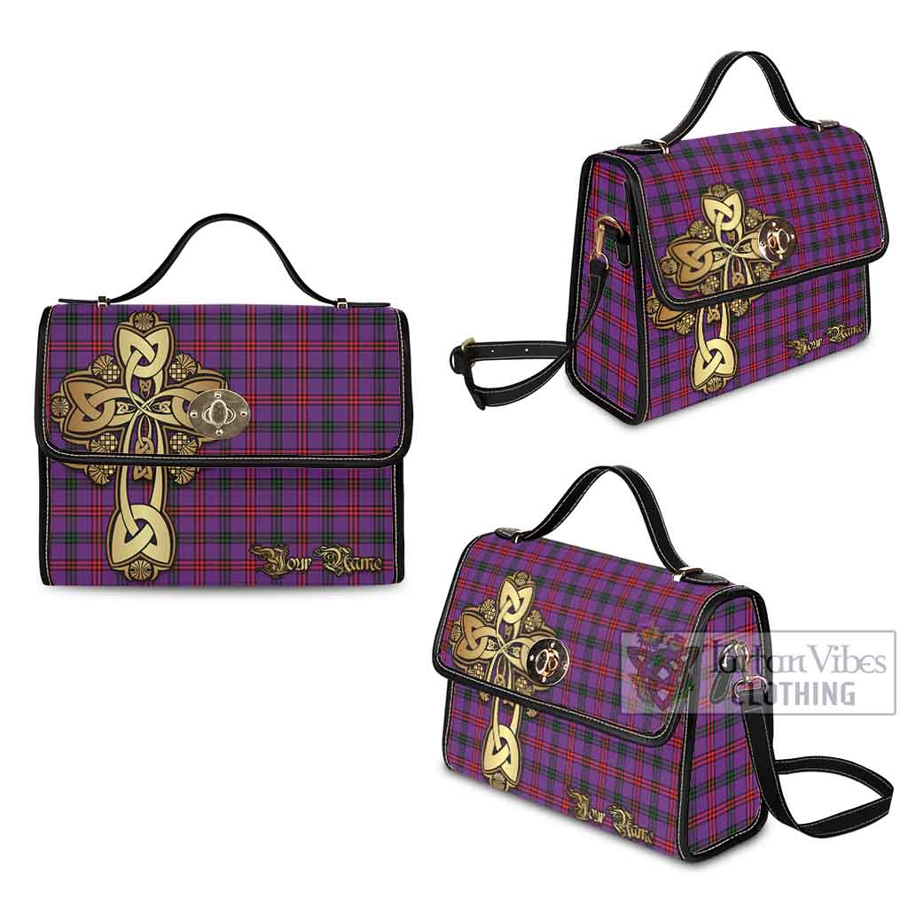 Tartan Vibes Clothing Montgomery Tartan Waterproof Canvas Bag Golden Thistle Celtic Cross Style