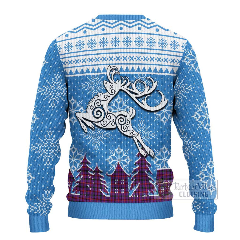 Tartan Vibes Clothing Montgomery Clan Christmas Ugly Sweater with Tartan and Celtic Raindeer Style