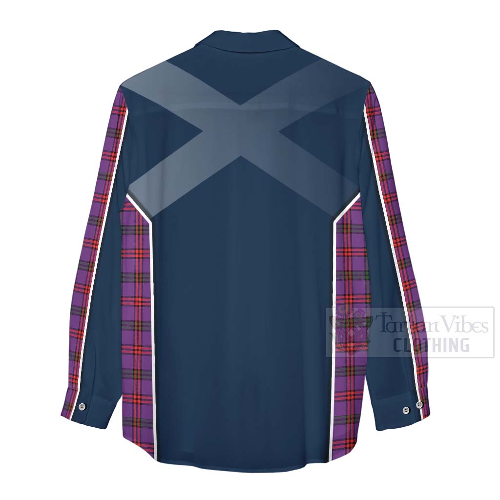 Tartan Vibes Clothing Montgomery Tartan Women's Casual Shirt with Family Crest and Scottish Thistle Vibes Sport Style