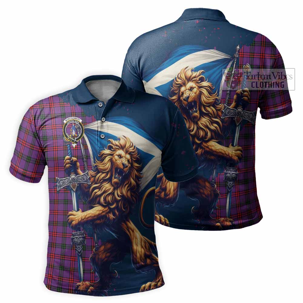 Tartan Vibes Clothing Montgomery Tartan Family Crest Men's Polo Shirt with Scottish Majestic Lion